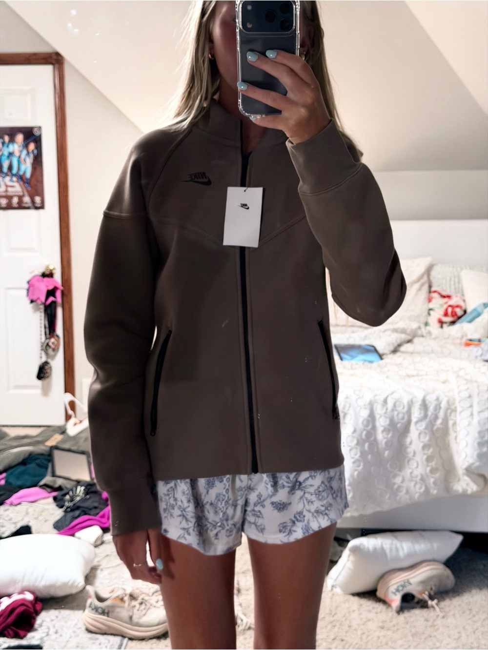 Nike Women's Dark Brown Full-Zip Bomber Jacket